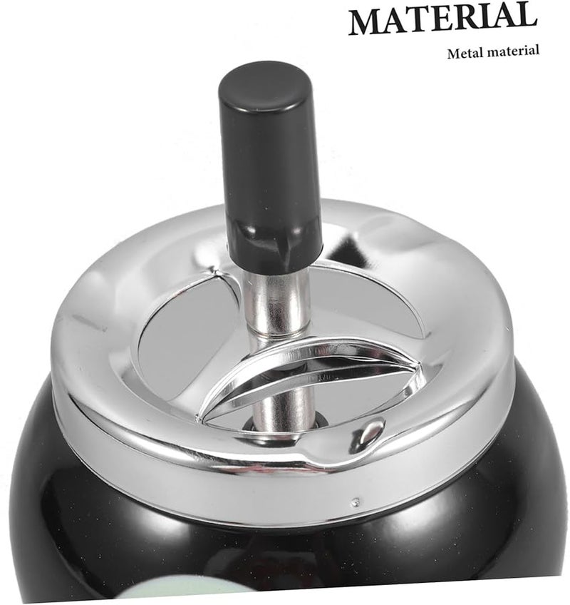 Black Metal Ashtray with Lid Retro Design Office Smoking Tray for Tabletop - Image 3